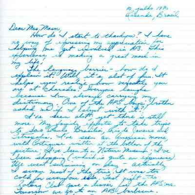Correspondence, from Esther Costello to Mrs. Ralph Mason Jr. (with envelope), July 1970