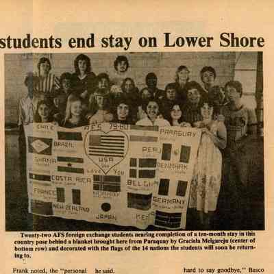 Newspaper clipping, “Foreign exchange students end stay on Lower Shore,” June 13, 1980