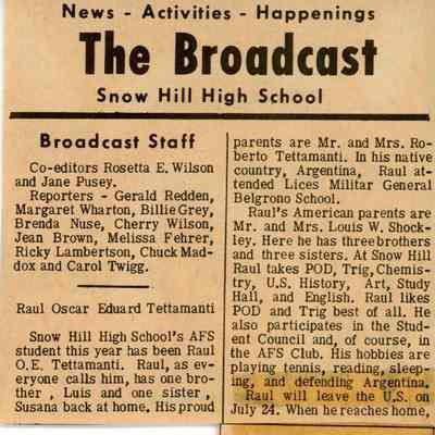 Newspaper clipping, “Raul Oscar Eduard Tettamanti,” 1968-1969