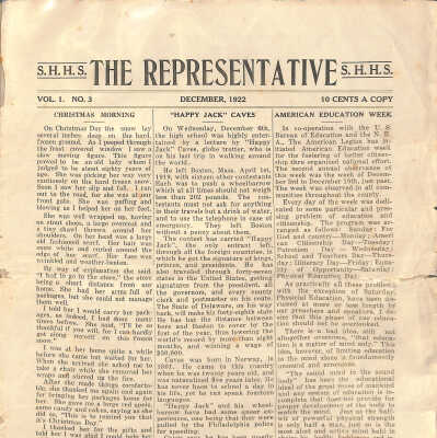 The Representative, Snow Hill High School, December 1922