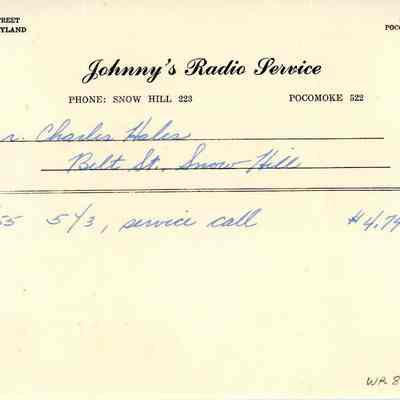 Statement, Johnny’s Radio Service, Jan. 1955