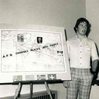 Photograph of Paul Coombs at AFS Family Night, Sep 1976
