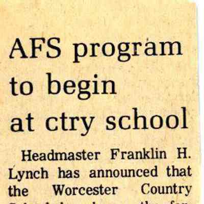 Newspaper clipping, “AFS program to begin at ctry school,” 1978