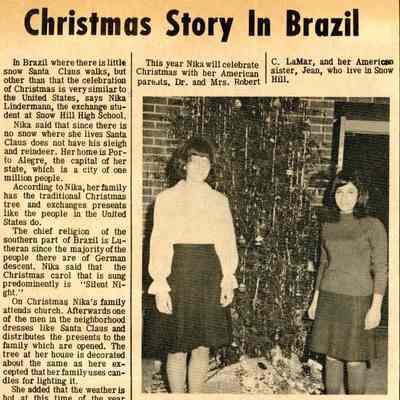 Newspaper clipping, “Christmas Story in Brazil” (Tania “Nika” Lindermann), 1966