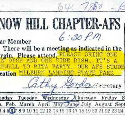 Invitation to Snow Hill AFS Picnic, Jun, 1984