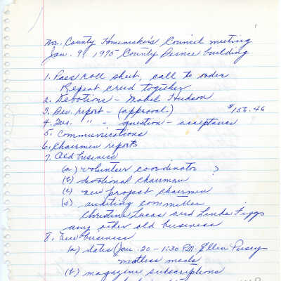 Minutes, Worcester County Homemakers Clubs, 1975-1981