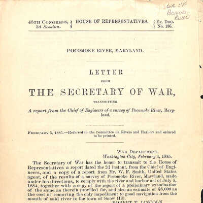 Pocomoke River Water Survey, No. 186, 1885