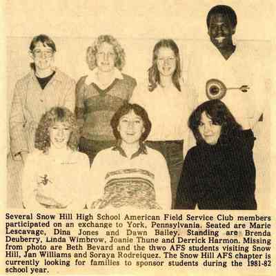 Newspaper clipping, AFS members exchange York, PA