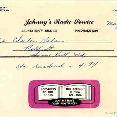 Statement, Johnny’s Radio Service, May 1955