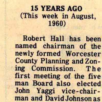 Newspaper clipping, “15 Years Ago, This week in August, 1960” (Britt Stomner), Aug. 1975