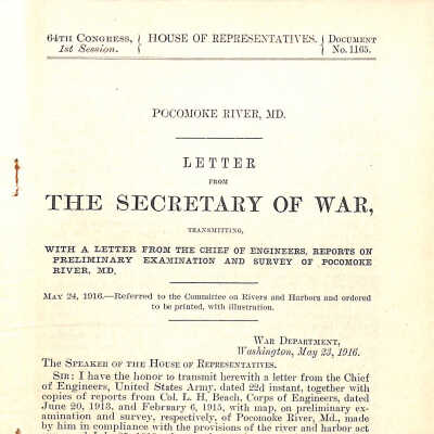 Pocomoke River Water Survey, No. 1165, 1916