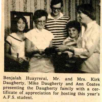 Newspaper clipping, “Snow Hill AFS honors Benji and her American family,” June 29, 1978