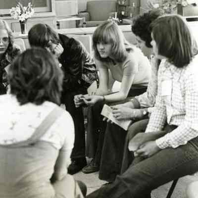 Photograph of AFS Students at AFS Day, including Dagmar Landtau