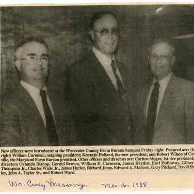 Newspaper Clipping, Farm Bureau Banquet, Nov. 16, 1988