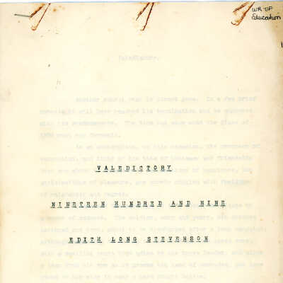 Pocomoke High School Valedictory, 1909