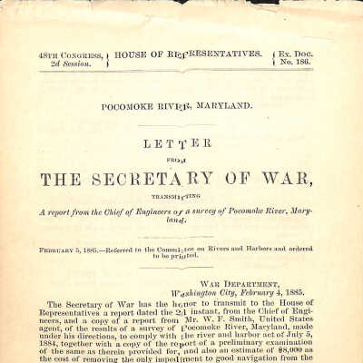Pocomoke River Water Survey, No. 186, 1885