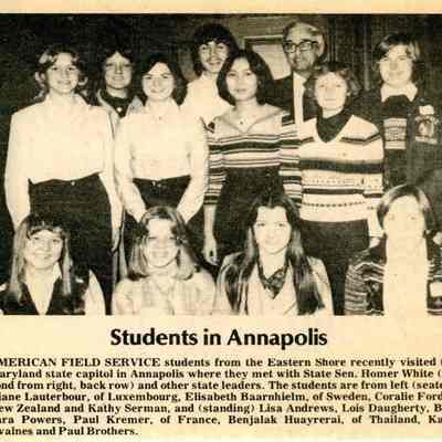 Newspaper clipping, “Students in Annapolis,” Mar. 1978