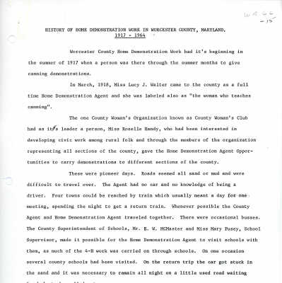 Minutes, Worcester County Homemakers Clubs, 1964-1982