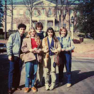 Photograph of Rita Barchetti, Leslie Murray, Janette, Nelson Hincatie, and Susan Gibb at Maryland State House, Jan 1984