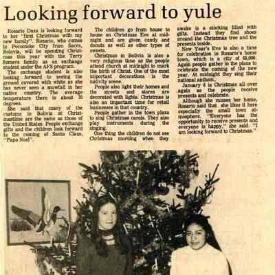 Newspaper clipping, “Looking forward to yule,” 1981-1982