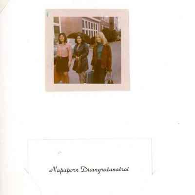 Commencement invitation, Snow Hill High School, Napaporn Daungratantrai and photograph of Napaporn, Esther Costello and another girl, June 1971
