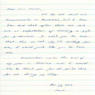 Correspondence, Paul Coombes to Joanne Mason, 1977