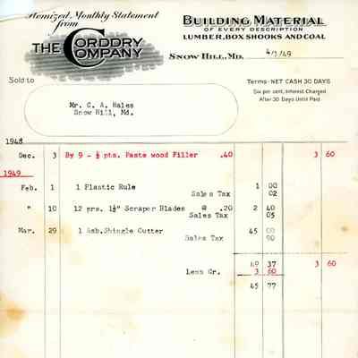 Statement, The Corddry Company, April 1949