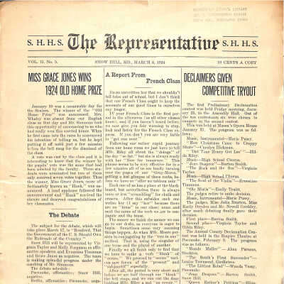 The Representative, Snow Hill High School, March 1924