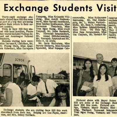 Newspaper clipping, “Exchange Students Visit S.H.,” 1970