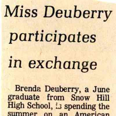 Newspaper clipping, “Miss Deuberry participates in exchange,” 1981