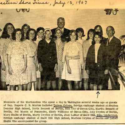 Newspaper clipping, Members of Mortonettes in Washington, July 13, 1967