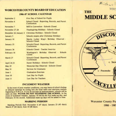 Middle School Handbook, WCPS, 1986-1987