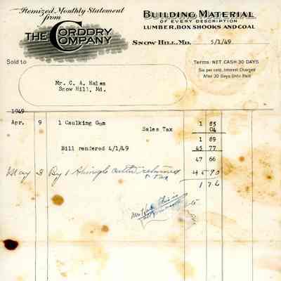 Statement, The Corddry Company, May 1949