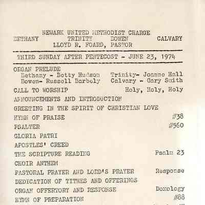 Program, Newark United Methodist Charge, (Christa Mader), Jun 23 1974
