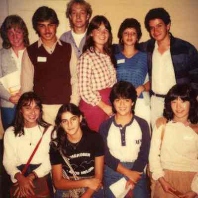 Photograph of AFS students, including Rita Barchetti, Nelson Hincatie, Leslie Murray