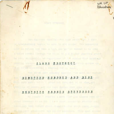 Pocomoke High School Class Prophecy, 1909