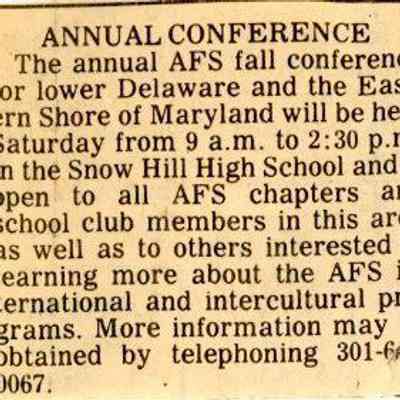 Newspaper clipping, “Annual Conference,” Oct. 1984