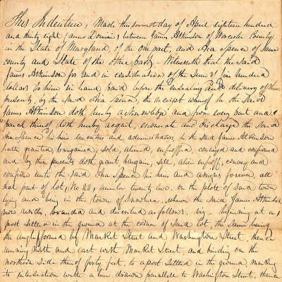 Indenture, James Atkinson and Ara Spence, 1838