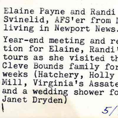 Caption for photographs of Elaine Payne and Randi Svinelid, May 1972