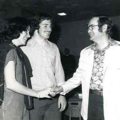 Photograph of Cheryl Davis, Paul Coombs, and James Freeny, Mar 1977