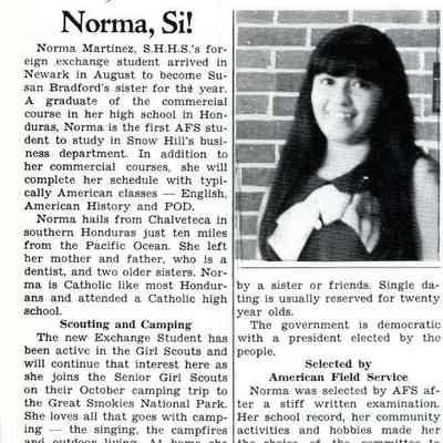 Newsletter clipping, The Eagle, “Norma, Si!”, Oct. 1969