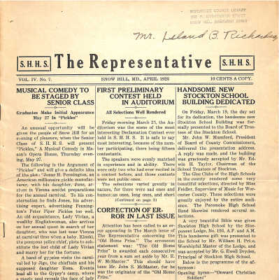 The Representative, Snow Hill High School, April 1926