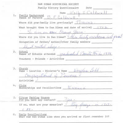 Family History - Caldwell