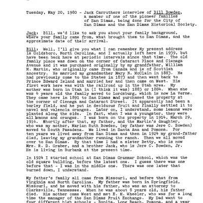 Family History - Bowden