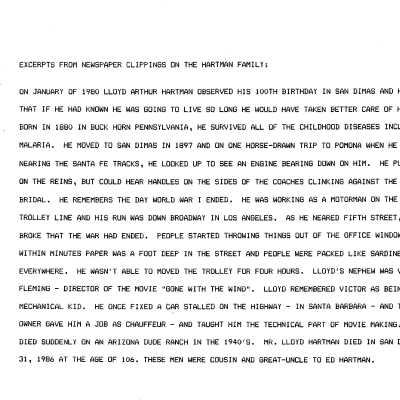 Family History - Hartman