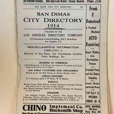 San Dimas Directories, 1904-1919