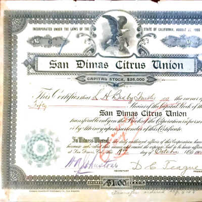 San Dimas Citrus Union 1900 - 1958