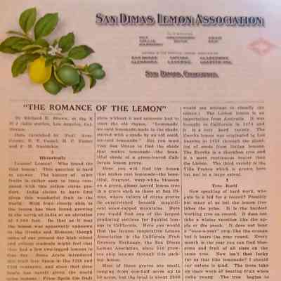 San Dimas Lemon Association Printed Materials