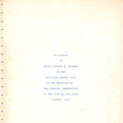 Mayor Stanley Plummer address, August 1967