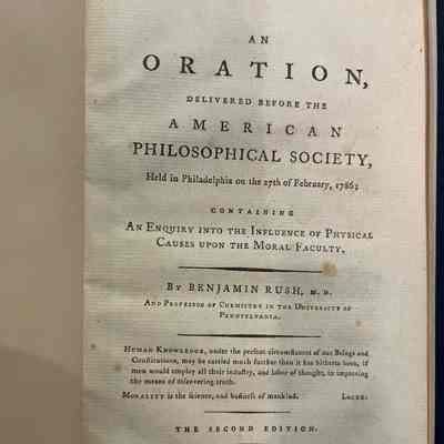 An Oration. Delivered before the American Philosophical Society,